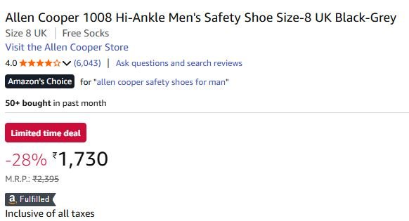 allen cooper safety shoes for man
